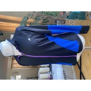 Fila Black and Blue Zip-Up Athletic Jacket with Purple Zipper Large